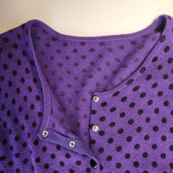Cashmere Purple Polka Dot Ombre Women's Cardigan Large C by Bloomindales - Picture 5 of 7